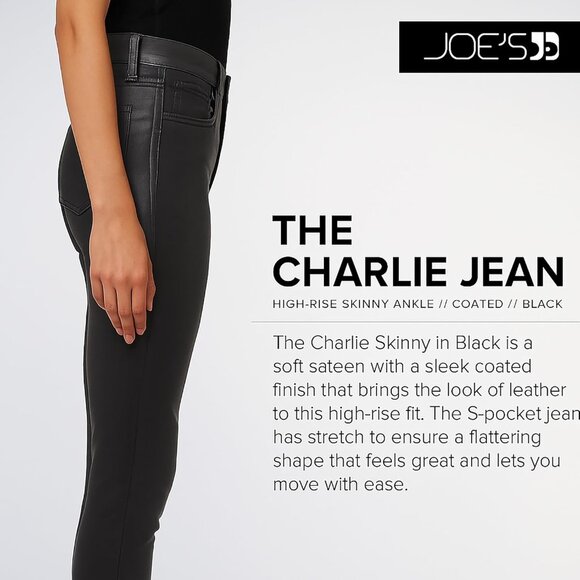 Women's High-Rise Skinny Ankle Jeans Cotton Modal Zipper Stretch Black - Picture 6 of 8